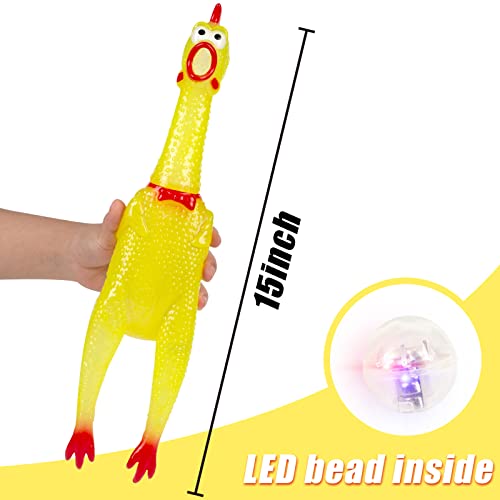 POPLAY Flashing Screaming Chicken, Rubber Chicken Dog Toy LED Shining Squeaky Chicken for Chew Toy Stress Relief Practical Jokes
