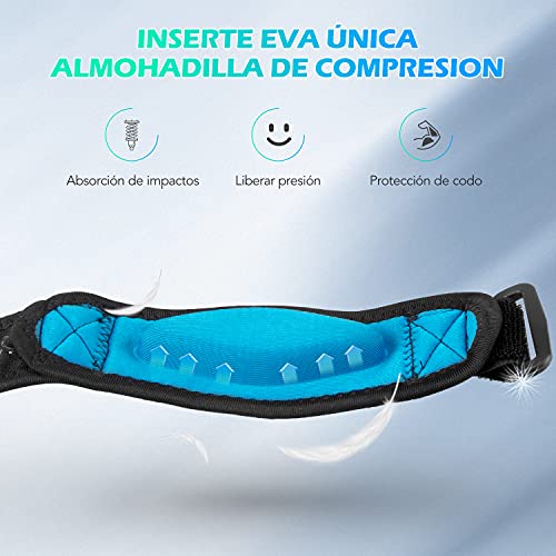 AGPTEK 2 x Tennis Elbow Strap, Adjustable and Non-Slip Golfer Elbow Pads with EVA Pad for Tennis, Golf, Weightlifting, Cricket, Boating, Unisex
