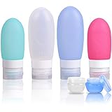 Portable Travel Bottles Set,Tsa Approved Leakproof Silicone Refillable Travel Cosmetic Containers for Toiletry Shampoo Conditioner Facial Creams Massage Oils Condiment (3oz and 2oz)