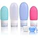 Portable Travel Bottles Set,Tsa Approved Leakproof Silicone Refillable Travel Cosmetic Containers for Toiletry Shampoo Conditioner Facial Creams Massage Oils Condiment (3oz and 2oz)