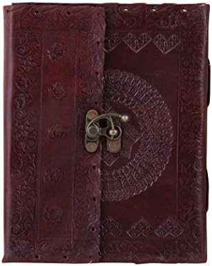 ALBORZ Handmade Leather Journal with Antique Lock, Diary for Men and Women , Leather Bound Refillable Notebook , Best Gift for Art Sketchbook , Size 7 x 5 inches