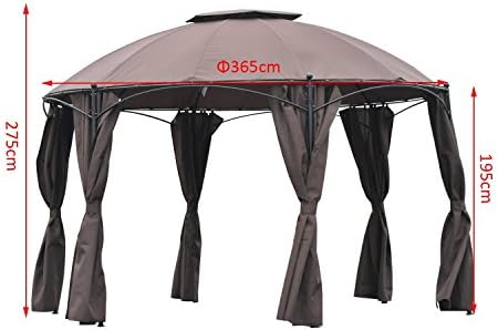 Outsunny 3 65m Round Patio Garden Metal Framed Gazebo Marquee