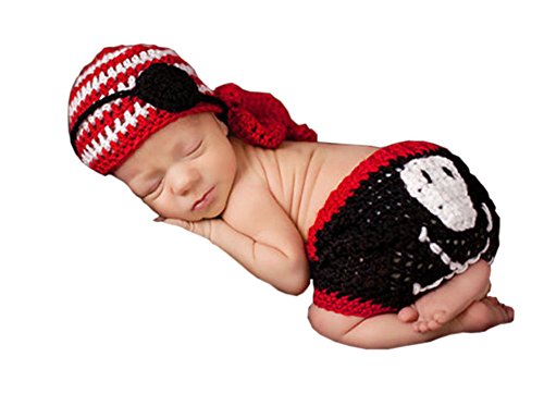 PinboÂ® Newborn Baby Boys Photography Prop Crochet Pirate Blinder Hat Diaper