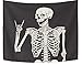 Wamika Rock and Roll Skull Home Decor Tapestries Wall Art Funny Skeleton Tapestry Wall Hanging Boho Hippie Bohemian Tapestry for Dorm Living Room Bedroom Black and White 51 X 59 Inches