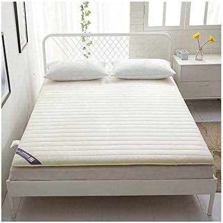 DADAO Mattress Topper with Fitted Skirt Quilted Stretch Cotton Solid Color Thick Tatami Mattress - 5cm Thick,White,150x200cm(59x79inch)