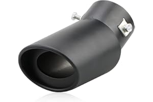 8SANLIONE Exhaust Tips Stainless Steel, Car Exhaust Tail Muffler Tip Pipes Muffler Modification, Inlet 2.5" Outlet 3.2" Polished Finished Tail Pipe, Auto Replacement for Most Cars Sedans Trucks (Black/Curved)
