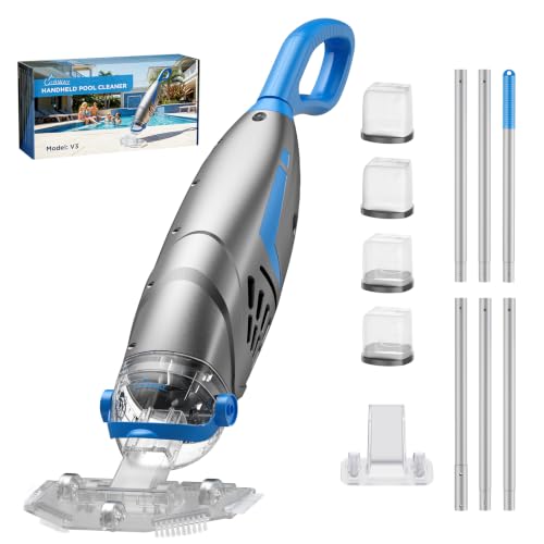 Pool Vacuum for Above Ground Pool & Inground Pools, (2026 Upgraded) 26.5 GPM High-Powerful Pebbles Suction, V3 IPX8 Cordless Handheld Rechargeable Cleaner 2 Vacuum Heads & 4 Filter Bags, 1H Runtime