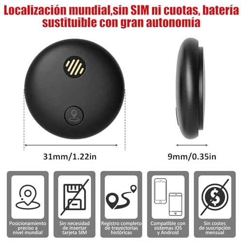 Acrebow Rastreador GPS Portátil sin Suscripción con Historial de Rutas, Localización Antipérdida, Compatible con iOS y Android, Localizador para Auto, Niños, Mascotas y Llaves(1PC, Negro)