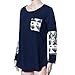 Usstore Women Ladies Pocket Sequins Splice Long Sleeve Tops T-Shirt Blouse (XL, Navy)
