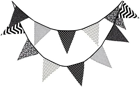 Black White Extra Large Bunting 3 7m Flag Banner Pennant