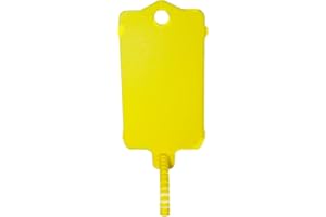 XF-VEL 100pcs Reusable Blank Plastic Tags Ties Key Tags 1.45"*2.48" Serrated Tension Sealing Strap with Large Label Plastic Tie Mark Label Waterproof Hang Sign Write on Tag (Yellow, 100pcs)