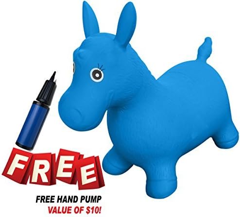 SueSport Horse Hopper Kit, Pump Included, Inflatable Jumping Horse, Space Hopper, Ride-on Bouncy Animal Hopper, Sit and Bounce, 3-Colors Available