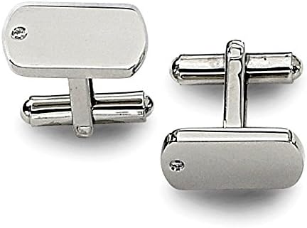 Stainless Steel Diamond Accent Cuff Links