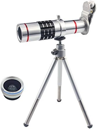 3 in 1 Smart Phone Lens Kit 18X Telephoto Lens Wide Angle Lens Macro Lens with Tripod and Universal Clip for iPhone Samsung HTC LG and Most Mobile Phones (Silver)