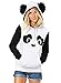 ZXZY Women Cute Cotton Blend Long Sleeve Panda Print Hoodies Pullover Tops White