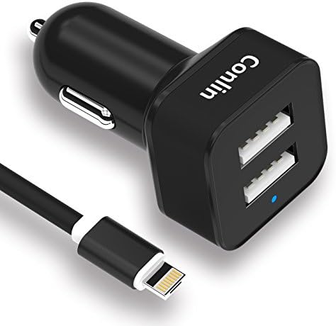 Iphone Car Charger Dual USB Car Charger Adapter + 3FT Apple Lightning Nylon Braided Cable Cord For Iphone 6S 6 Plus Iphone 7 Plus 7 5 5S 5C SE,Ipod Nano iPad Air/Pro/Mini