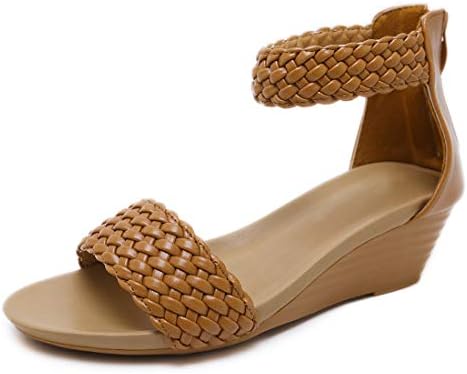 Women's Platform Wedge Sandals Open Toe Back Zipper Ankle Strappy Sandals 2021