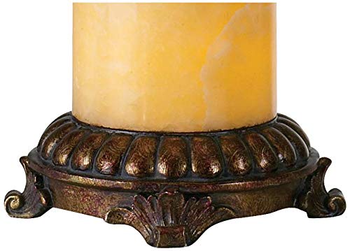 Traditional Table Lamp with Nightlight Bronze Onyx Column Off White Bell Shade for Living Room Family Bedroom - Barnes and Ivy