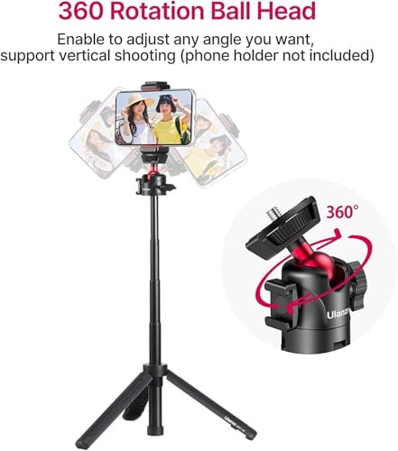 Ulanzi MT-16 Camera Tripod Stand Holder, Mini Tabletop Tripod Selfie Stick with Cold Shoe, Travel Tripod for iPhone 12 Canon G7X Mark III Sony ZV-1 RX100 VII A6600 Vlogging Filmmaking Live Streaming