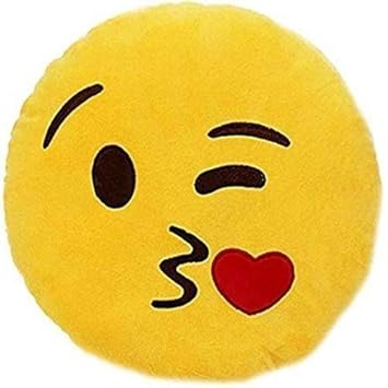 ReneReit Super Soft Cute Stuffed Emoji Smiley Face Decor Cushion Pillows Small Toy Gift for Kids Babies Yellow Small 20 cm Winky Kiss