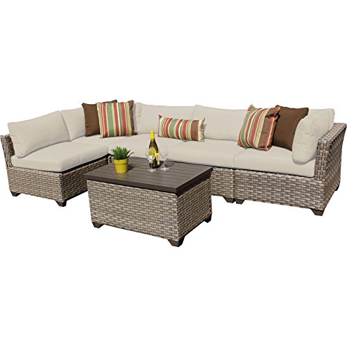 TK Classics Monterey 6 Piece Outdoor Wicker Patio Furniture Set 06a