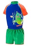 Speedo Kids UPF 50+ Begin to Swim Polywog Swimsuit, Blue/Orange, Small