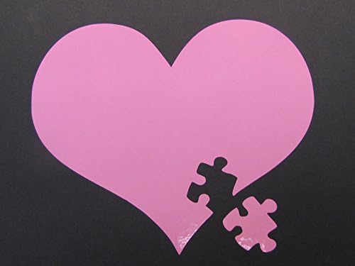 HEART WITH PUZZLE PIECE CUT OUT, PINK, 5" X 4.75"