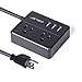 USB Power Strip JSVER Power Strip with 3 USB, Power Strip Surge Protector, 2 AC Outlet Strip, USB Charging Station with 3.94ft Extension Cord, Mini Power Cord for Home, Office, Dorm, Travel (Black)