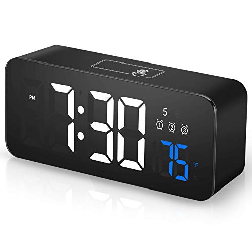 Herphia Alarm Clock, Compact Digital Alarm Clock, 3 Alarms with Weekday/Weekend Mode, 3