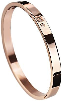 Luismia Charm Bangle Bracelet, Stainless Steel Round Circle Bangle for Unisex, Diamond Love and Square Design Fashion Bracelet-1Pcs