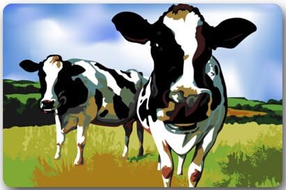 Milk Cow Pasture Meadow Grassland Machine Clean Top Fabric & Non-Slip Rubber Backing Durable Indoor / Outdoor Doormat Door Mats