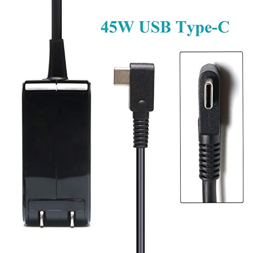 45W USB Type-C AC Adapter Laptop Wall Charger Replacement for HP Spectre x360 13 HP Pavillion X2; Lenovo ThinkPad X1 Carbon 2017 Yoga 910 720 13"; ASUS ZenBook 3 UX390 Power Supply Cord Plug