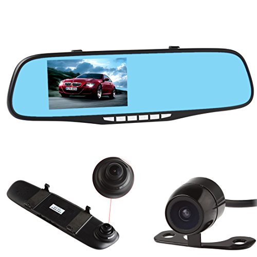 ePathChina 4.3 Inches 4X Digital Zoom Full HD 1080P Double Lens G-Sensor Car DVR IR Night Vision Wide Angle Car Camera Vehicle Traveling Data Recorder