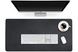 BIGHALA Desk Blotter Pad Table Protector Mat on Top of Work Writing Office Laptop Desk Under Keyboard Computer Desktop Cover Mousepad Men Boy Kids Decorative Accessory Waterproof PU Leather Black 16 x 32 Inch