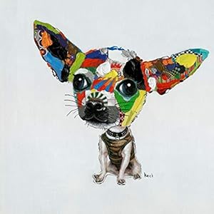 Kare Ölbild Chihuahua, 33051, moderne handbemalte Wandbilder, handgemalter Hund, bunt (H/B/T) 50x50x1,5cm
