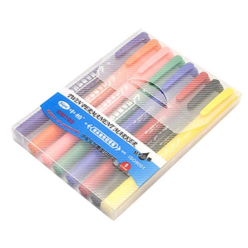 vmree 8 Color Double Head Marker Marking Scribe Pen Fine Point Round Tip Painting Colour Pen (8 Color, 47Ã—0.42Ã—0.65inch)