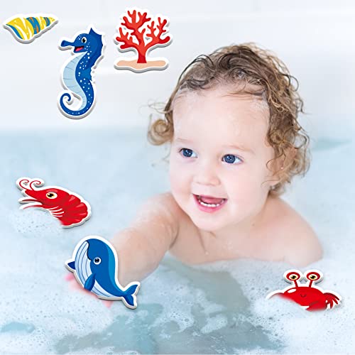 Floating Foam Bath Toys, 20 Pcs Sea Animals Character Foam Bathing Bathtub Toys for Baby