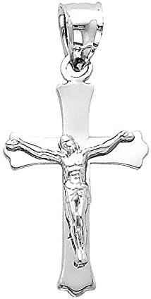 14k White Gold Crucifix Religious Cross Charm Pendant