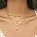 Barogirl Gold Layered Necklace Chain Moon Pendant Dainty Choker Necklaces for Women and Girls