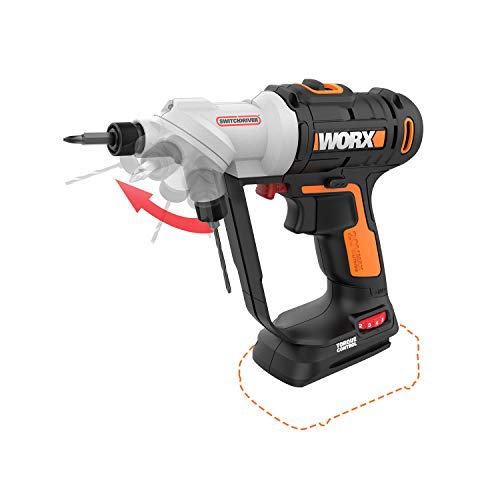 WORX WX176L.9 20V Switchdriver 2-in-1 Cordless Drill and Driver Tool Only with Rotating Dual Chucks and 2-Speed Motor with Precise Electronic Torque Control (Tool Only)