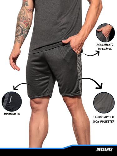Genérico Kit 4 Shorts Masculino Dry Fit Academia Fitness Com Bolsos Malha Fria