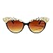 Womens Large Rhinestone Jewel Brow Lash Cat Eye Sunglasses