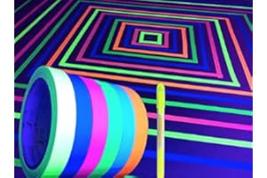 GreyParrot Tape UV Tape Blacklight Reactive,(6 Colors), 1/2inx33ft, Fluorescent Cloth Tape, Glow in The Dark Tape Under UV Black Light + 1 Highlighter Pen