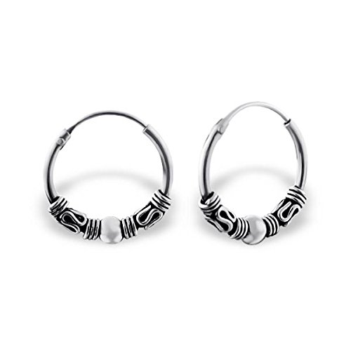 Pro Jewelry .925 Sterling Silver "Tribal" Hoop Earrings HP MM002 (14 Millimeters)