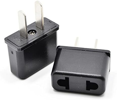 Huadawei EU to US AC Power Travel Charger Outlet Plug Converter Adapter (Black, 2-Pack)