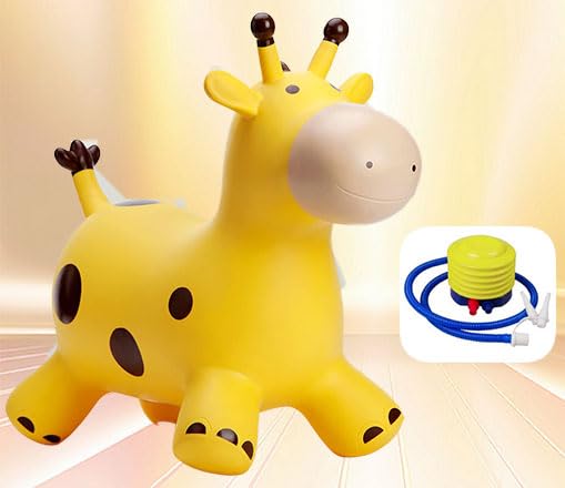 Comforight Hopper Animal for Kids, Toddler Ride-on Giraffe, Bouncy Horse Hopper, Jumping Horse, Hopping Toys Gift for Boys Girls,Inflatable Bouncying Toy (Yellow Giraffe) — image 1