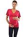 PattyBoutik Mama V Neck Empire Waist Short Sleeve Maternity Top (Rose Pink M)