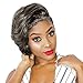 Iusun Wigs,5'' Women's Short Wavy Black Wig Side Parting Heat Resistant Synthetic Wigs Afro Curly Full Hair Wig Cosplay Costume Wigs Daily Party Anime Hair Wig High Temperature Fiber (Black)
