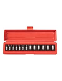 TEKTON 47910   Juego de llaves de vaso de impacto de 3 8", pulgadas, Cr V, 6 puntos, 5 16", 1 pulgadas, 12 tomas