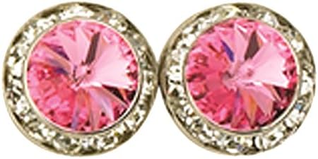 Pink Rose 20mm Swarovski Elements Round Crystal Earrings - Made in the USA